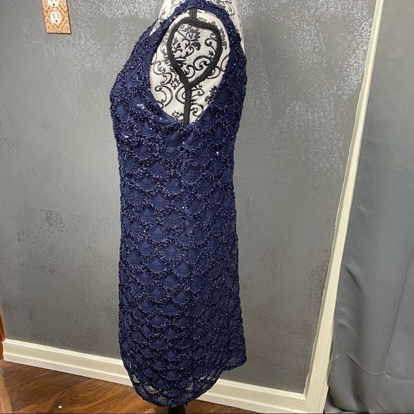 Studio 1 navy sleeveless all over sequin party dress. Occasion formal mini - Picture 9 of 13